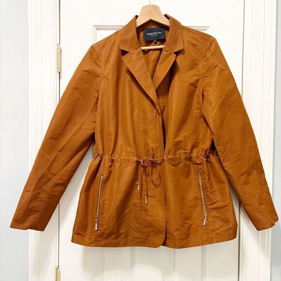 Lafayette 148 New York Porsha Drawstring Jacket Size M Brown travel Packable - Picture 3 of 6